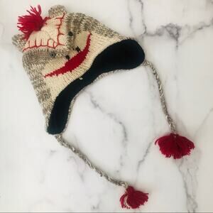 Sock Monkey 100% Handmade winter ear flap beanie